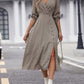 Women's V-neck Split Print Dress