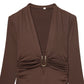 Deep-V Long-sleeve Bodycon Womens Jumpsuit That Flatters The Figure And Looks Sexy