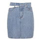 One side cutout denim skirt