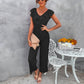 Women's Solid Color Back Straight Jumpsuit