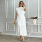 Fashionable Simple Half Turtleneck Waist-controlled Lace-up Midi Dress