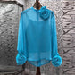 Three-dimensional Plate Flower Stand Collar Long Sleeve Slightly See-through Thin Two-piece Shirt