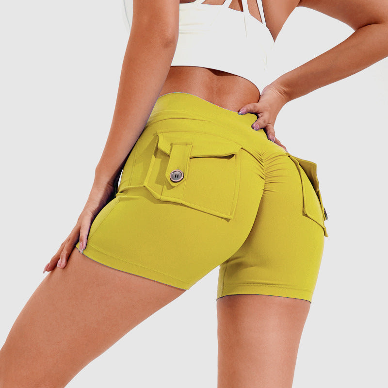 Short taille haute avec poches pour le yoga, le fitness, le sport, l'été