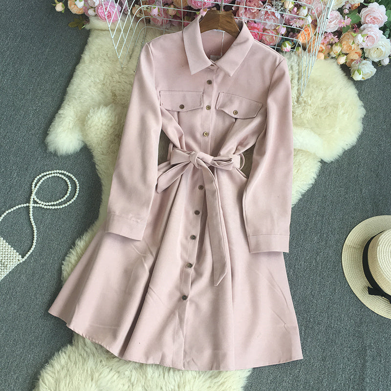 Women's Fashion Temperament Long-sleeved Shirt Dress