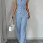 Strap Vest And Straight Leg Pants Set