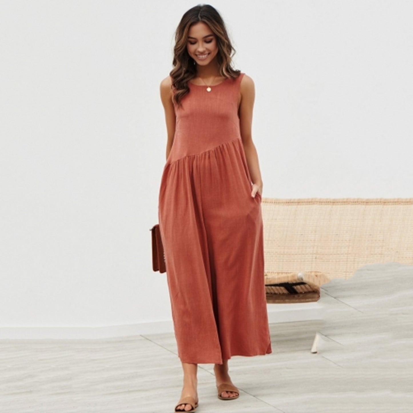 Explosion solid color vest jumpsuit