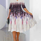 Knitted Loose Digital Positioning Printed V-neck Dress