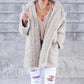 Pure color cardigan hooded lamb velvet coat top