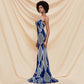 Royal blue tube top evening dress