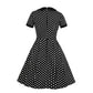 Robe rétro vintage SISHION VD1030 pour femmes, tenue d'été à pois noirs, style Hepburn, col Peter Pan 