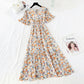 Chiffon Dress Female French Platycodon Floral Long Skirt Waist Was Thinner
