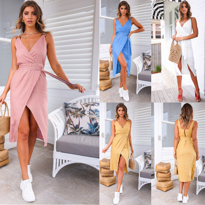 Solid color sleeveless dress