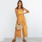 Sleeveless strapless polka dot long jumpsuit