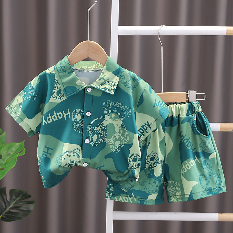 Boys' Summer Short Sleeve Shirt Shorts Suit