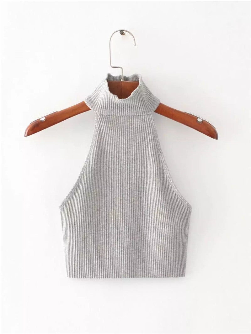 Cropped Knit Backless Tank