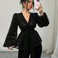 Fashionable Semi-transparent Long-sleeved V-neck Women's Shirt