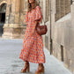 Robe d'été bohème vintage imprimée pour femme, élégante, décontractée, ample, col en V, manches courtes, longue