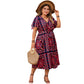Robe ample imprimée style rétro européen et américain, grande taille, décontractée, col en V
