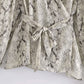 V-neck Snake Print Wrap-up Lace-up Cardigan Top Women's