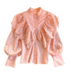 Style Retro Heavy Industry Ruffled Slim Fit All-match Temperament Shirt
