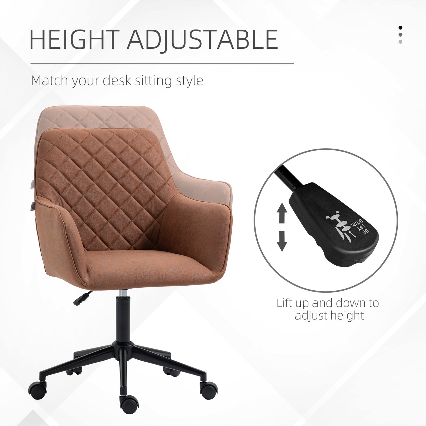 Mid Back Modern Home Office Chair Swivel Computer Desk Chair with Adjustable Height