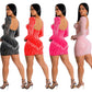 Fashion Color Mesh Drilling Long Sleeve Dress