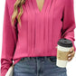 Temperament Commute Long Sleeve Solid Color Sweet Top Women's V-neck Design