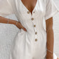 Women's Loose Leisure All-matching Temperament V-neck Buttons Fitted Waist Jumpsuit