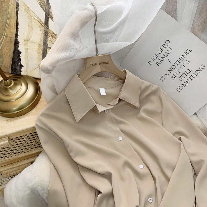 Women's Fashion Solid Color Loose Shirt Tops