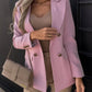 Women's Solid Color Double Breasted Fashion Blazer Top