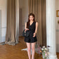Black V-neck Top Suit Women's Vest Shorts Casual Suit