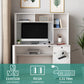 Computer Desk With Hutch & Bookshelf,Wood Executive Desk Teens Student Desk Writing Laptop Home Office Desk With Drawers,3 AC Outlets And 2 USB Charging Ports,Study Laptop Table For Home