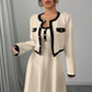 Womens French-style Long-sleeve Cropped Jacket And Slip Dress Two-piece Set