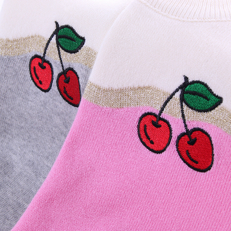Children's embroidery knitted sweater