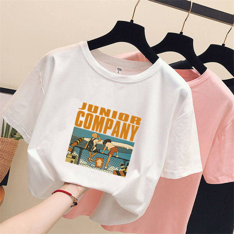 Women's loose ins trendy white short-sleeved t-shirt
