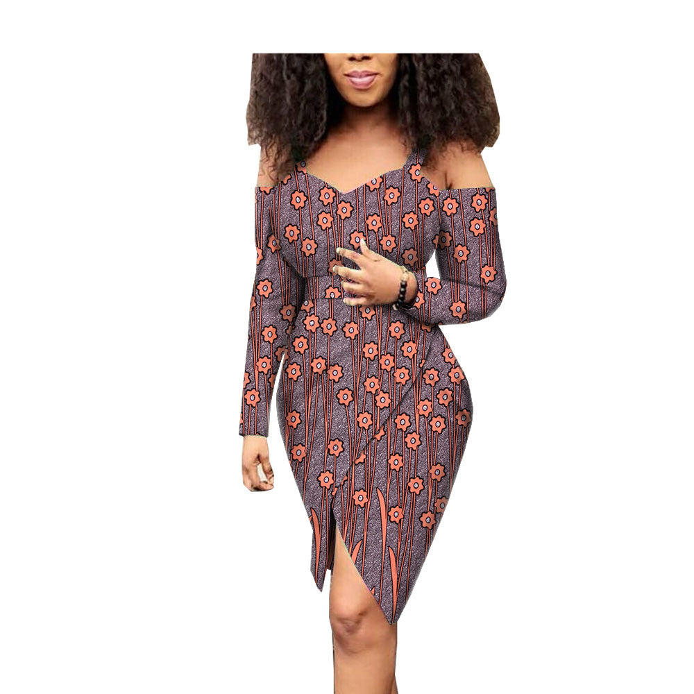 Robe grande taille en coton batik à impression recto verso pour femme