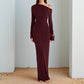 Oblique Shoulder Backless Long Sleeve Slim Dress Women Ins