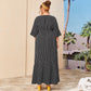 Robe rayée à col rond grande taille