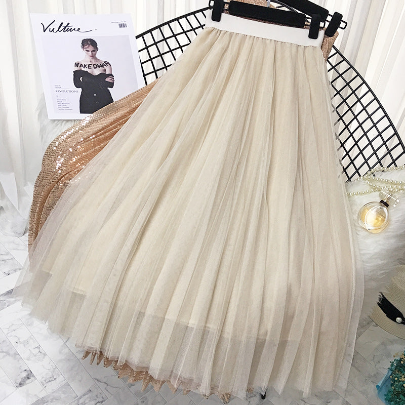 Women's solid color pleated skirt
