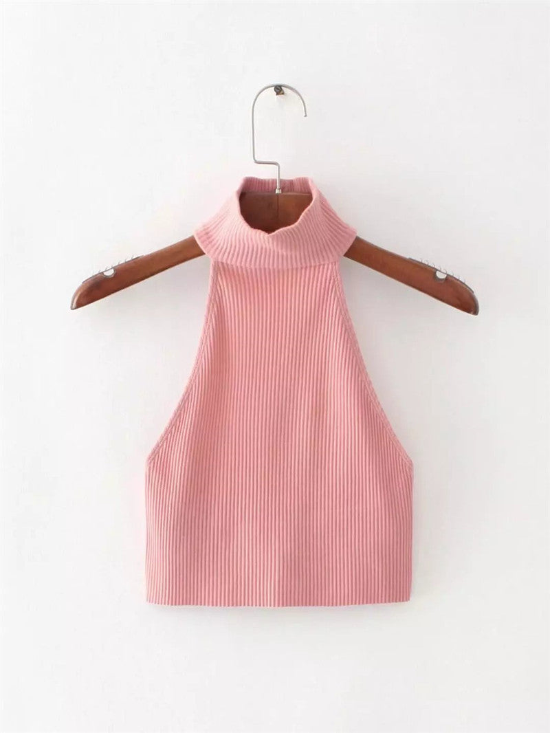 Cropped Knit Backless Tank