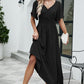 Robe trapèze ample à manches courtes et col en V pour femme