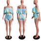 Camouflage printed ruffled shorts