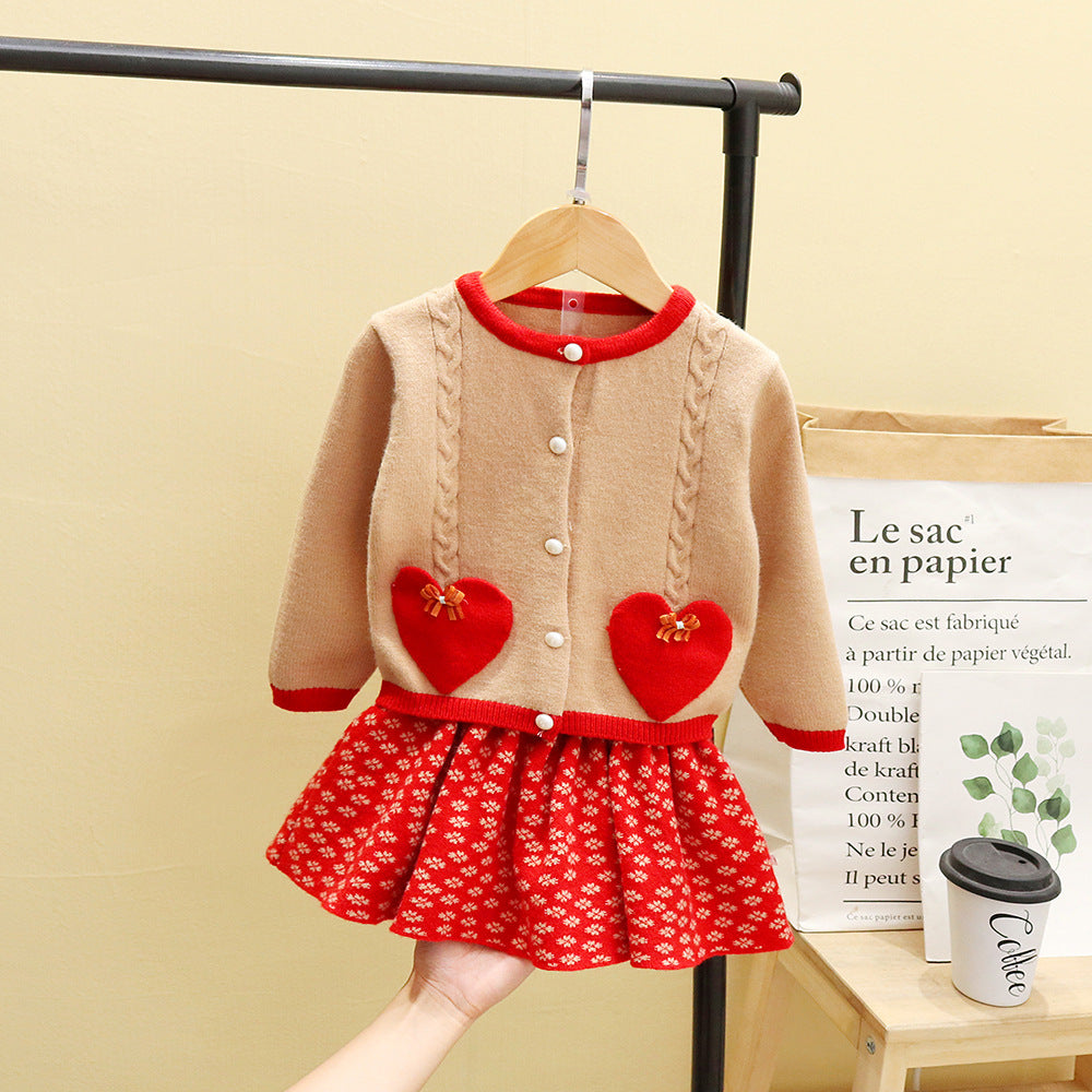 T-shirt 2 pièces pour bébé coréen d'automne, pull tendance pour enfant