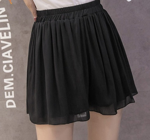 Chiffon large size wide leg pants half length loose printed shorts