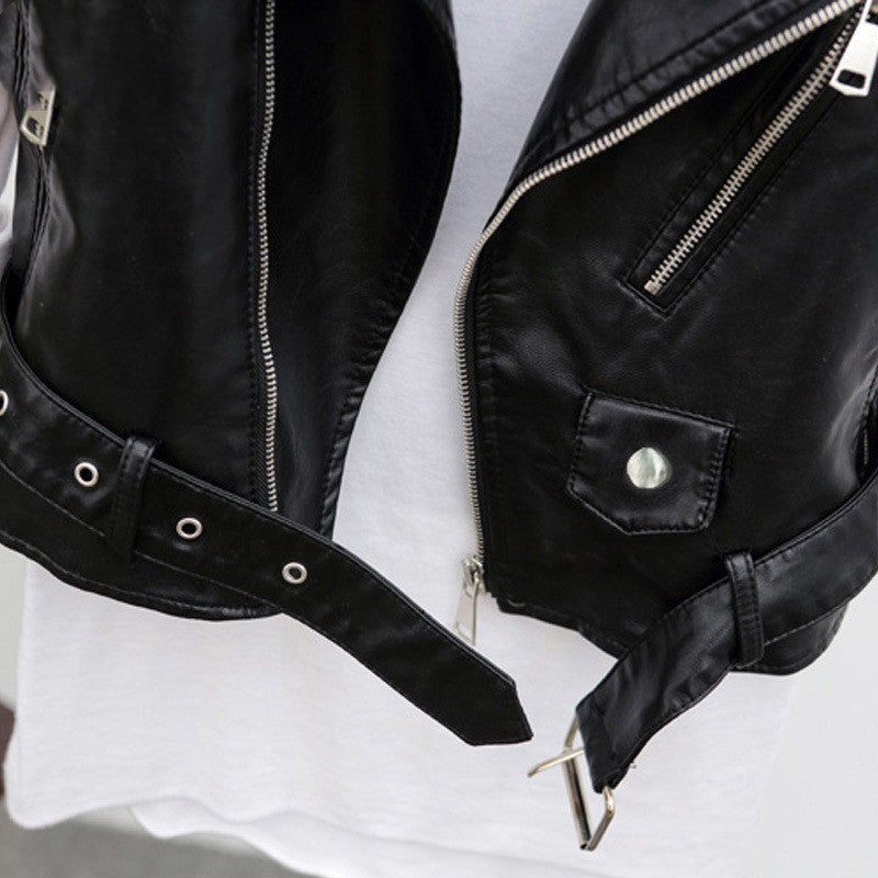 Sleeveless leather PU belt coat