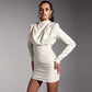Folded hip skirt with half turtleneck