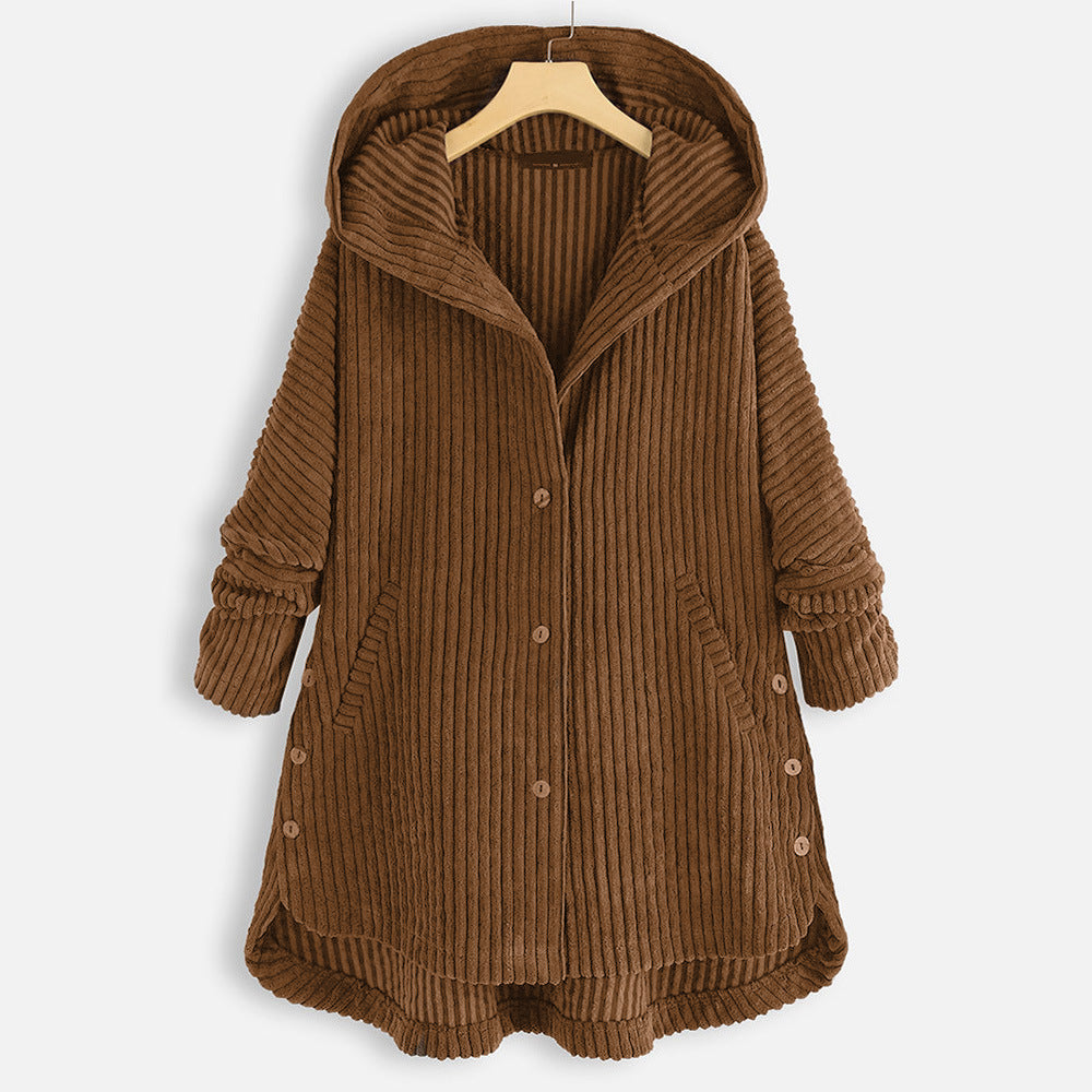 New Style Loose Plus Size Retro Corduroy Coat