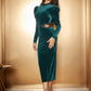Robe en velours ajourée à manches longues et bulles