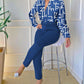 Women's Digital Printing Long-sleeved Shirt With Belt Trousers Suit