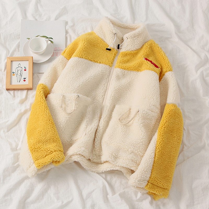 Loose stand-collar student cardigan jacket
